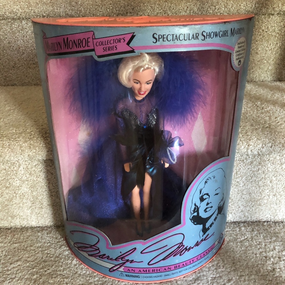 Marilyn Monroe Collector's Series Doll in Blue & Purple Feathered Gown